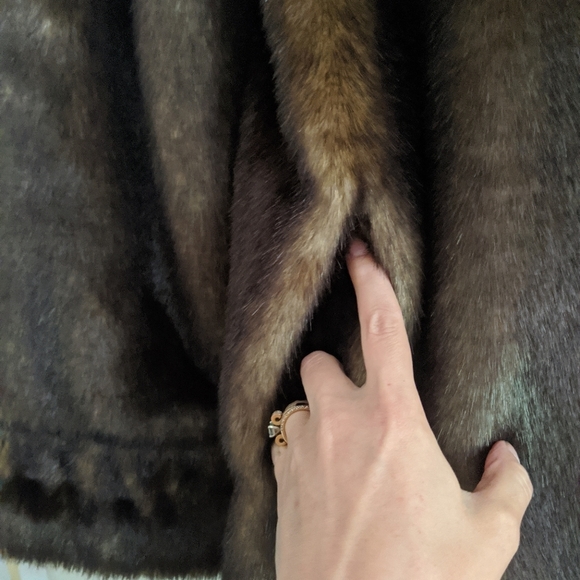 Vintage Faux Mink Brown Coat S - Picture 5 of 12